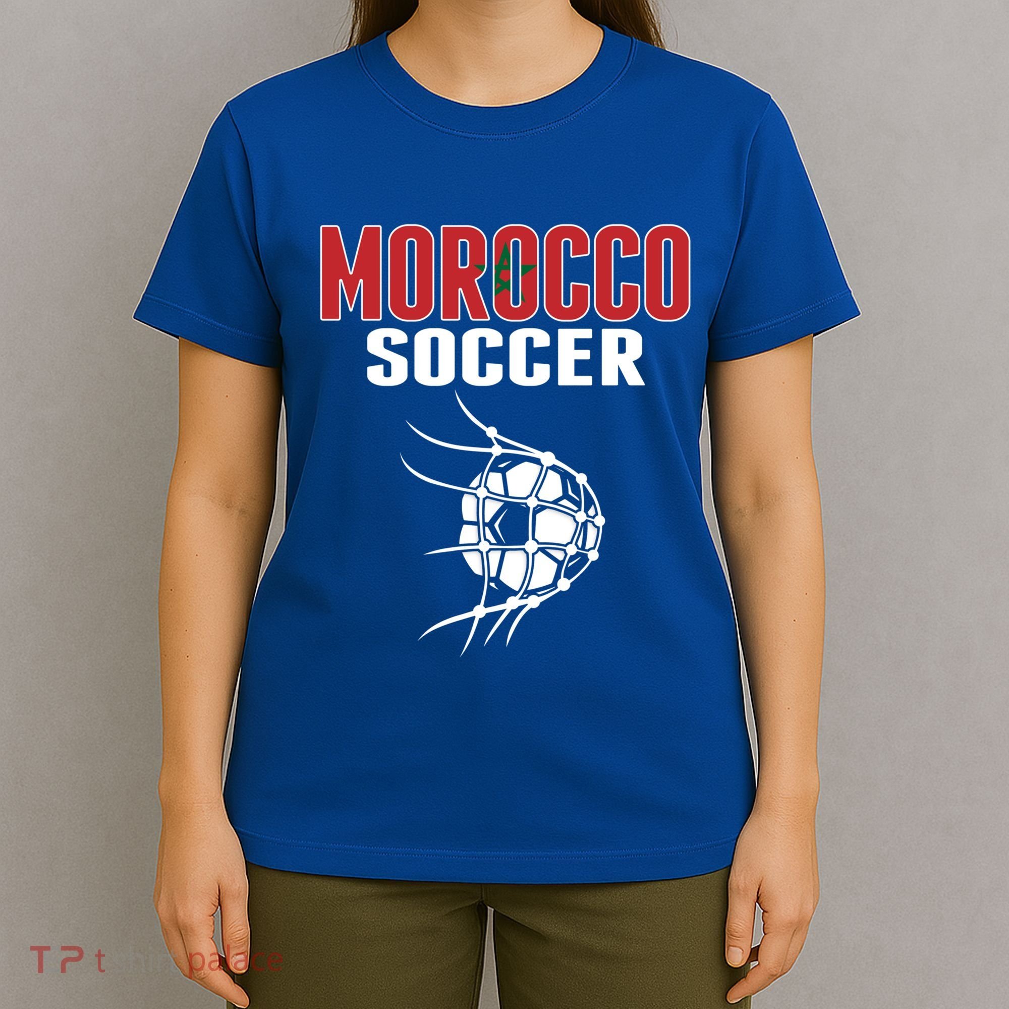 Morocco Soccer Ball In Net Funny Gift Moroccan Football Supporters Gift T-Shirt