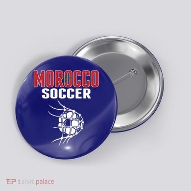 Morocco Soccer Ball In Net Funny Gift Moroccan Football Supporters Gift Button