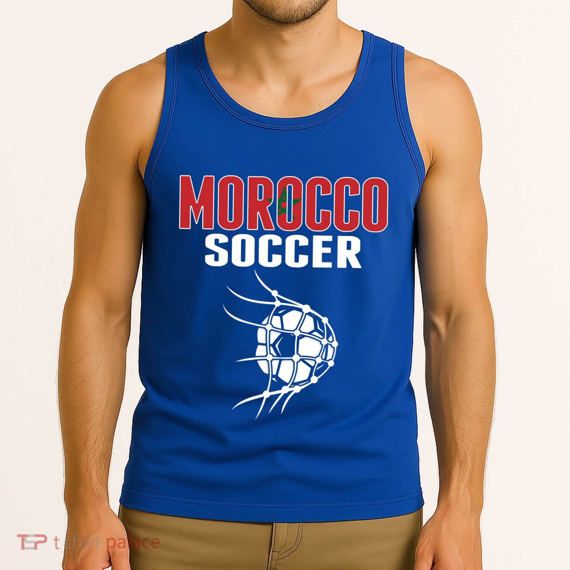 Morocco Soccer Ball In Net Funny Gift Moroccan Football Supporters Gift Tank Top