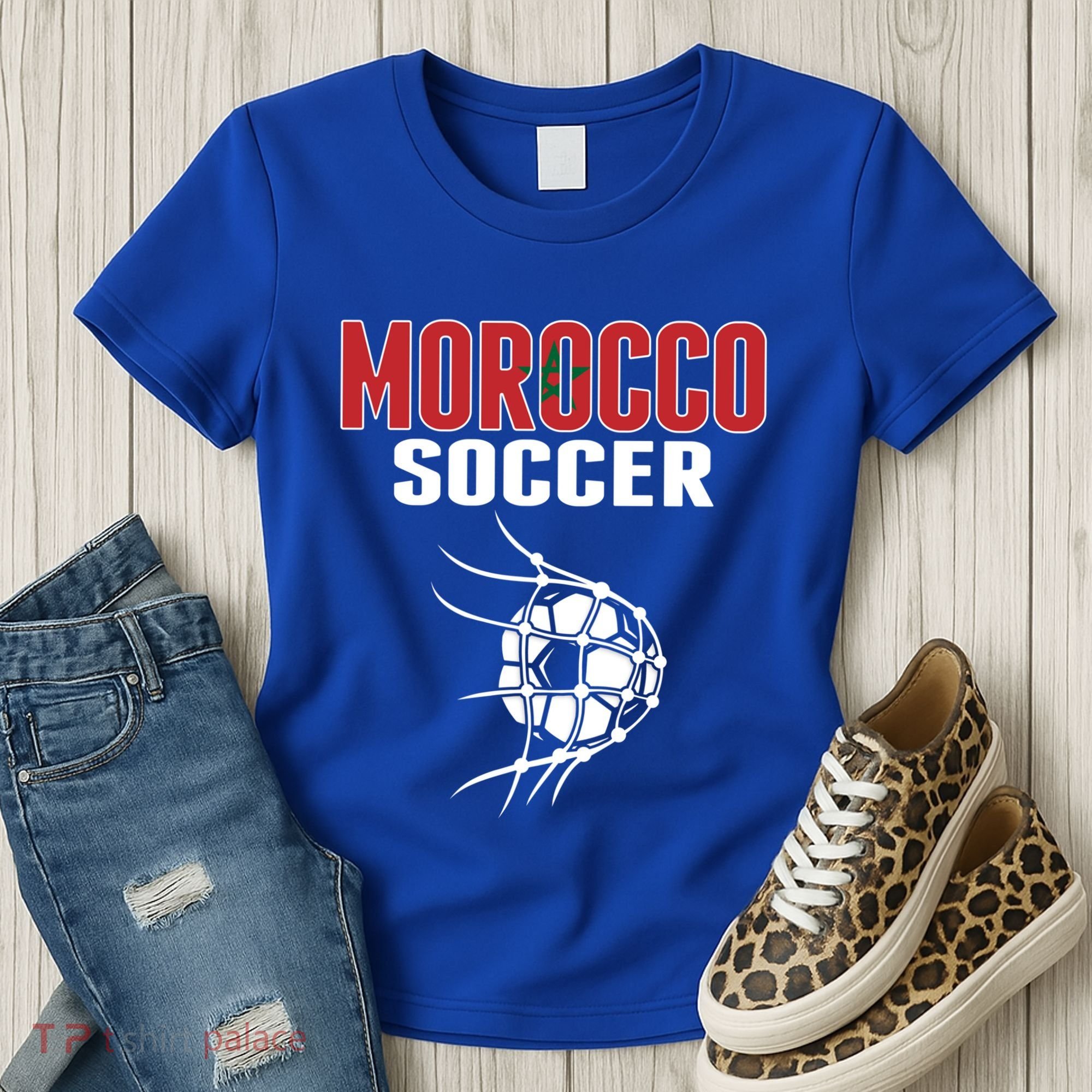 Morocco Soccer Ball In Net Funny Gift Moroccan Football Supporters Gift Women's T-Shirt