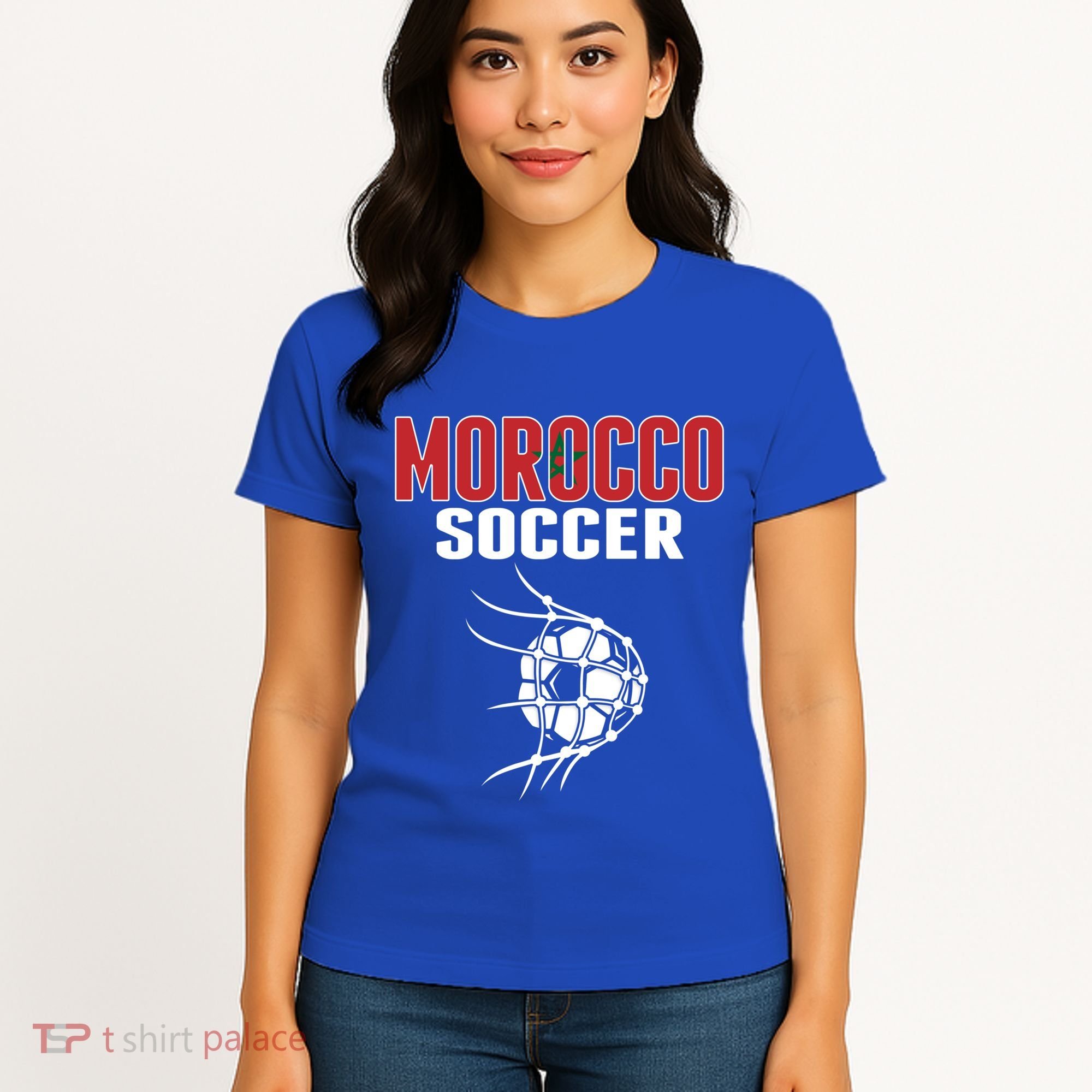 Morocco Soccer Ball In Net Funny Gift Moroccan Football Supporters Gift Women's T-Shirt