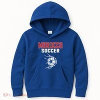 Morocco Soccer Ball In Net Funny Gift Moroccan Football Supporters Gift Kids Hoodie thumb 0