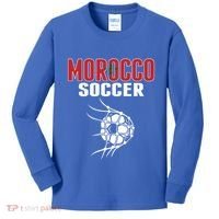 Morocco Soccer Ball In Net Funny Gift Moroccan Football Supporters Gift Kids Long Sleeve Shirt thumb 0