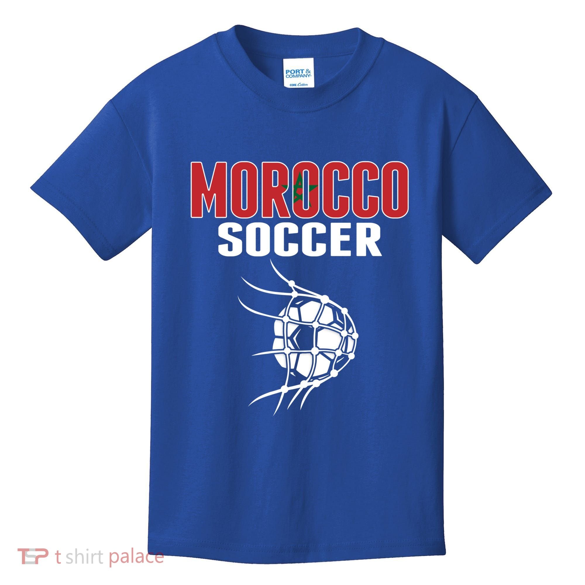 Morocco Soccer Ball In Net Funny Gift Moroccan Football Supporters Gift Kids T-Shirt