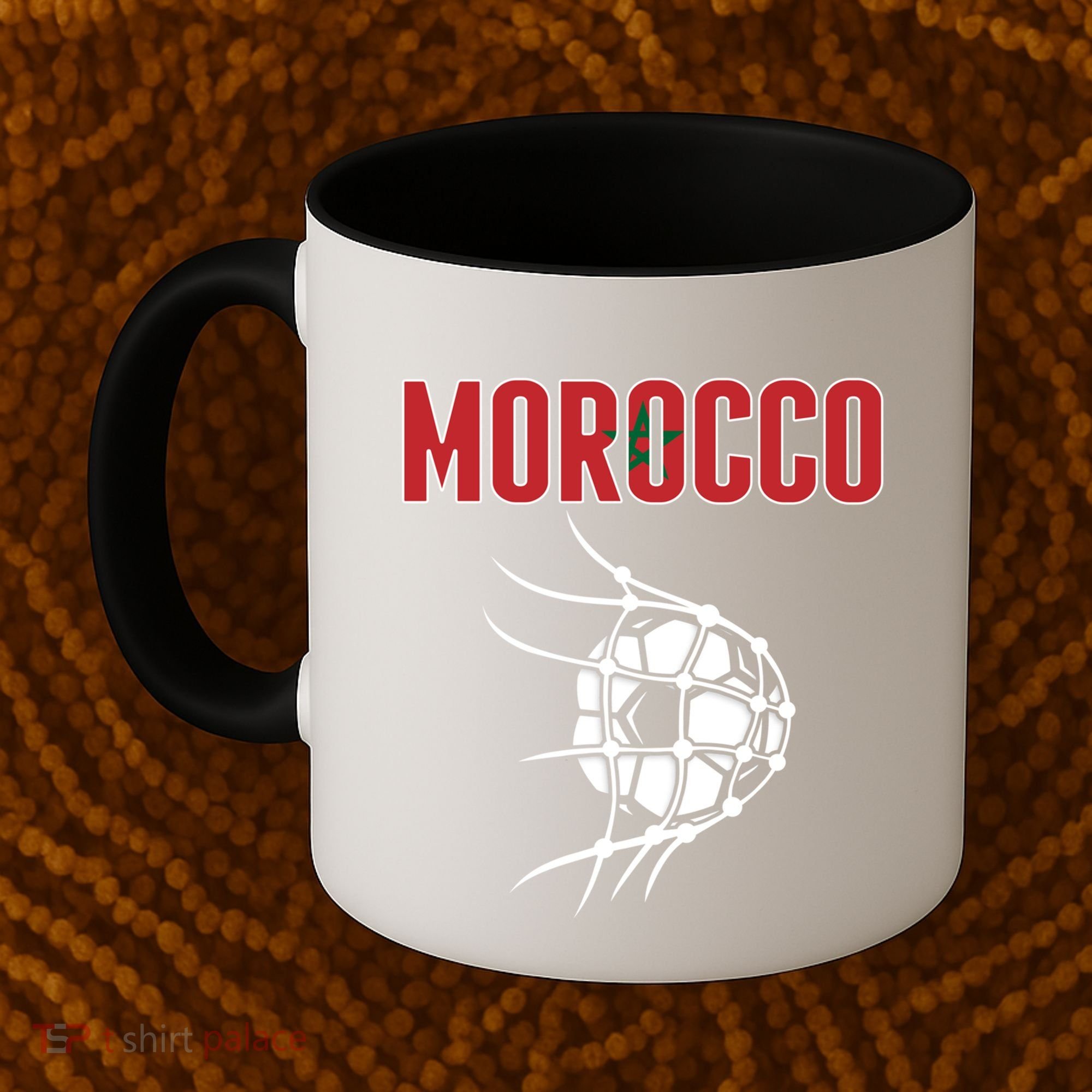 Morocco Soccer Ball In Net Great Gift Support Moroccan Football Team Gift Coffee Mug