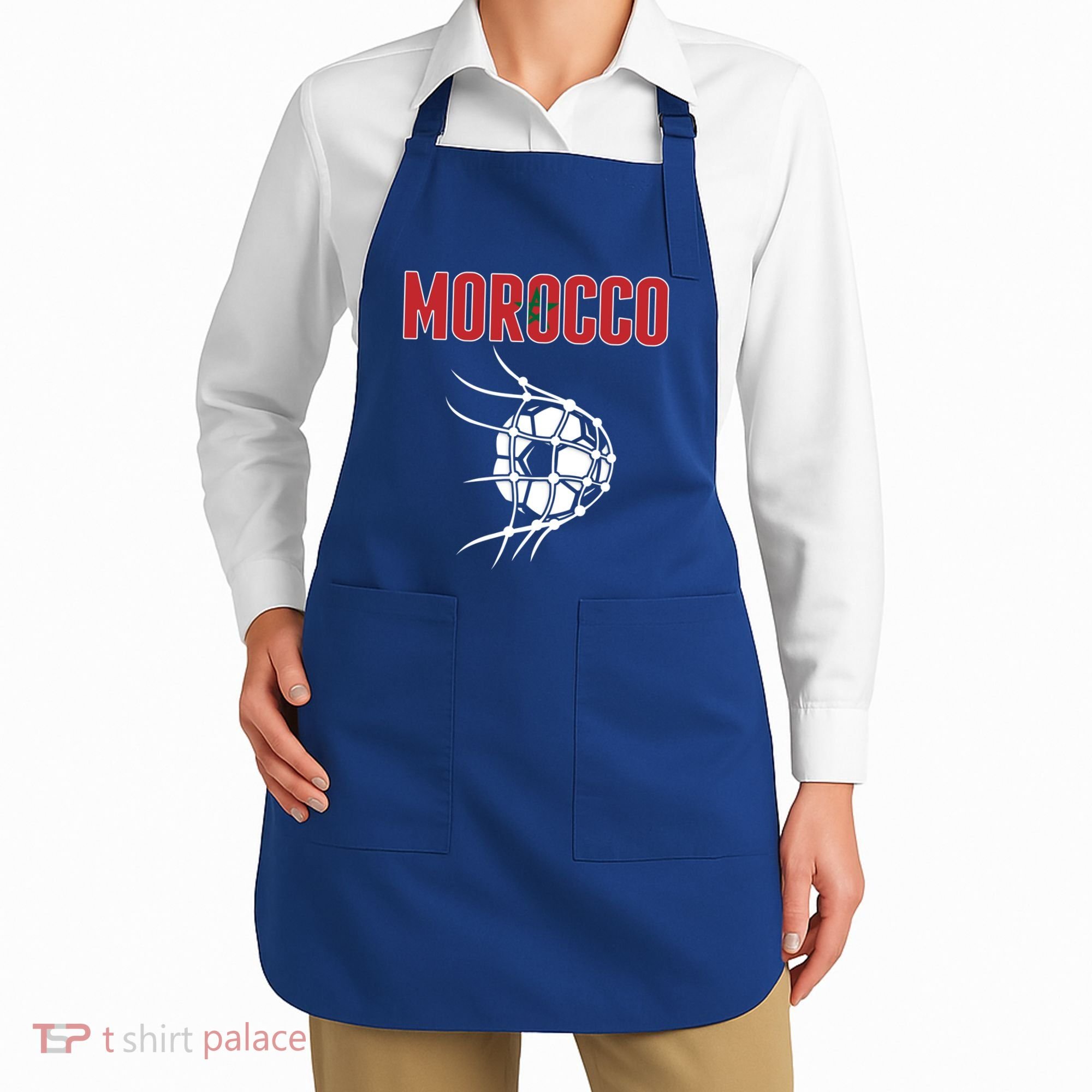 Morocco Soccer Ball In Net Great Gift Support Moroccan Football Team Gift Apron