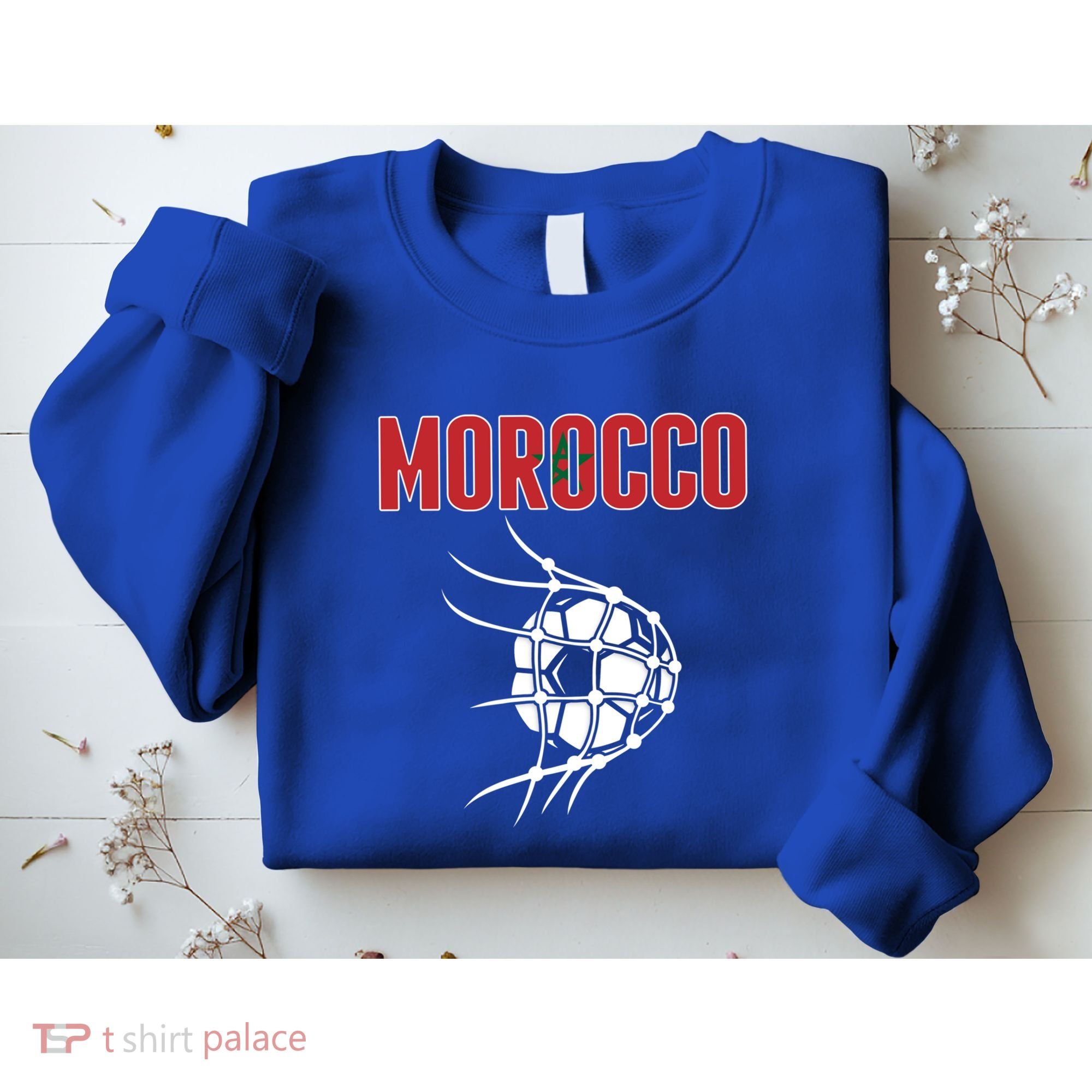 Morocco Soccer Ball In Net Great Gift Support Moroccan Football Team Gift Sweatshirt