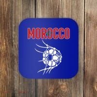 Morocco Soccer Ball In Net Great Gift Support Moroccan Football Team Gift Coaster thumb 0