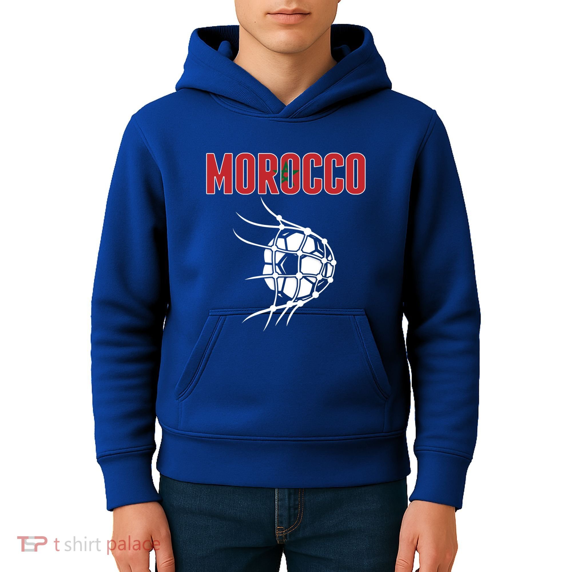 Morocco Soccer Ball In Net Great Gift Support Moroccan Football Team Gift Kids Hoodie