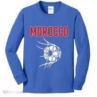 Morocco Soccer Ball In Net Great Gift Support Moroccan Football Team Gift Kids Long Sleeve Shirt thumb 0