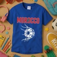 Morocco Soccer Ball In Net Great Gift Support Moroccan Football Team Gift Kids T-Shirt thumb 3