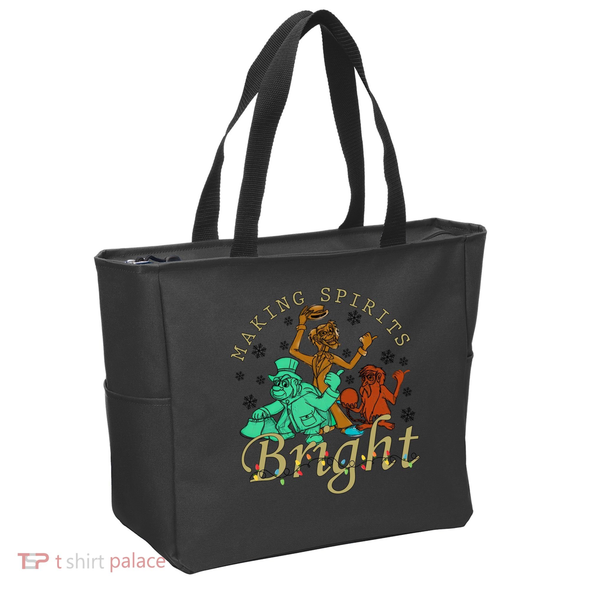 Making Spirits Bright Christmas Haunted Mansion Christmas Tote Bag