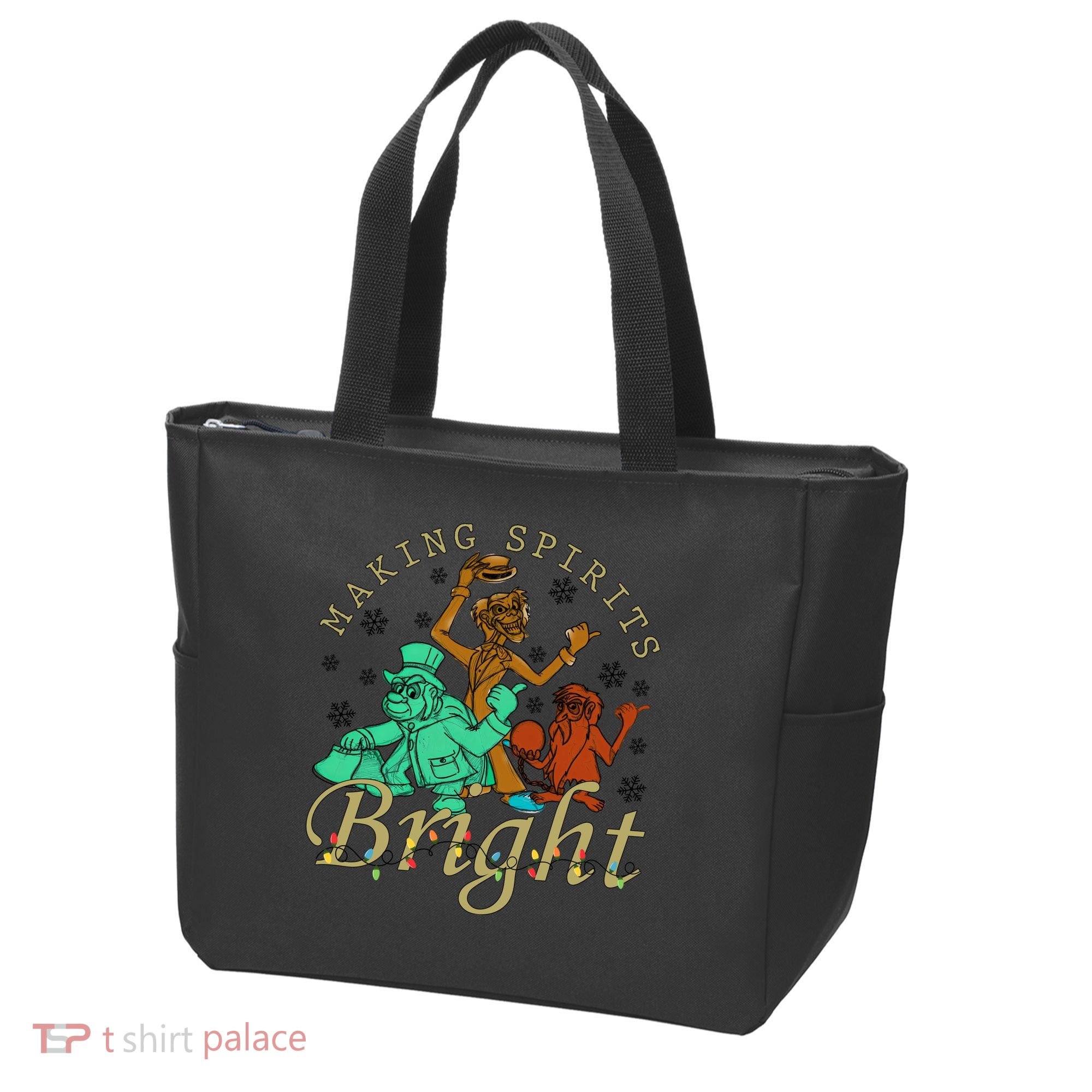 Making Spirits Bright Christmas Haunted Mansion Christmas Tote Bag