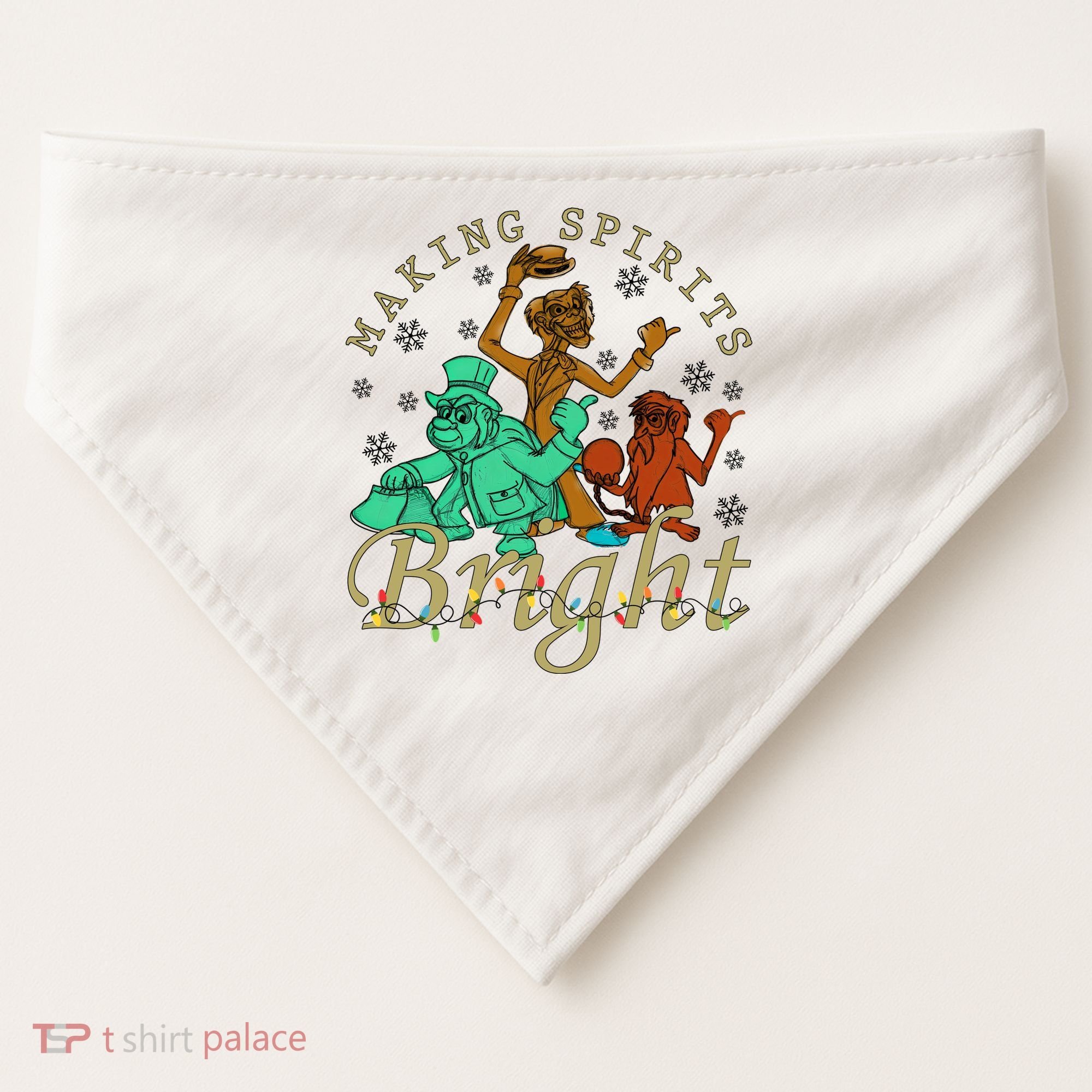 Making Spirits Bright Christmas Haunted Mansion Christmas USA-Made Doggie Bandana