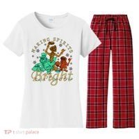 Making Spirits Bright Christmas Haunted Mansion Christmas Women's Flannel Pajama Set thumb 0