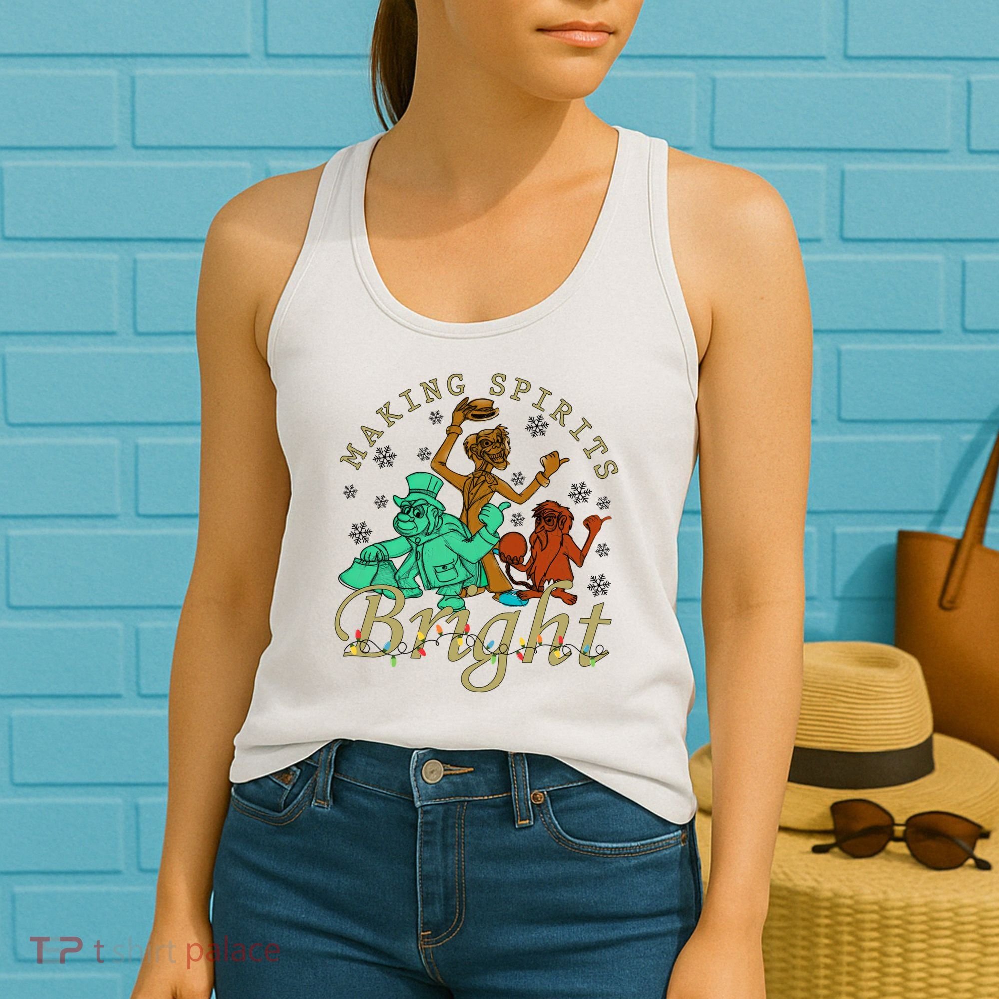 Making Spirits Bright Christmas Haunted Mansion Christmas Women's Tank Top