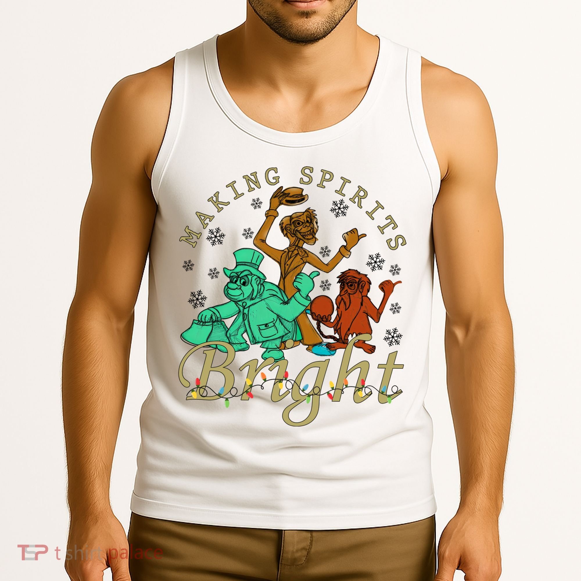Making Spirits Bright Christmas Haunted Mansion Christmas Tank Top