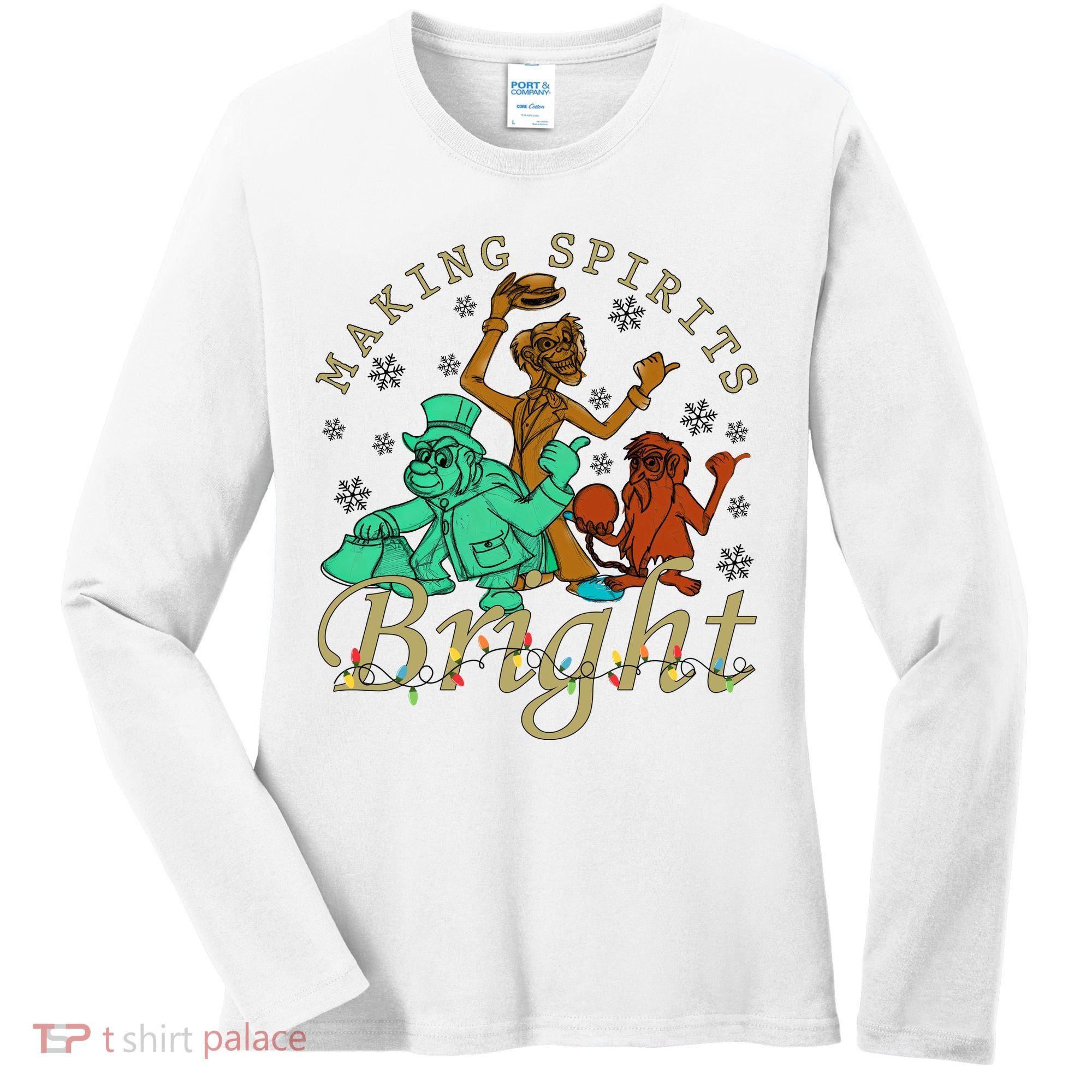 Making Spirits Bright Christmas Haunted Mansion Christmas Women's Long Sleeve Shirt