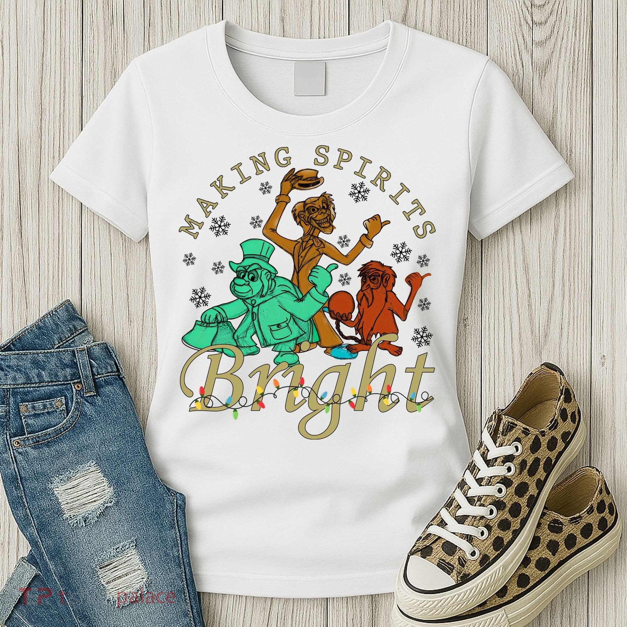 Making Spirits Bright Christmas Haunted Mansion Christmas Women's T-Shirt