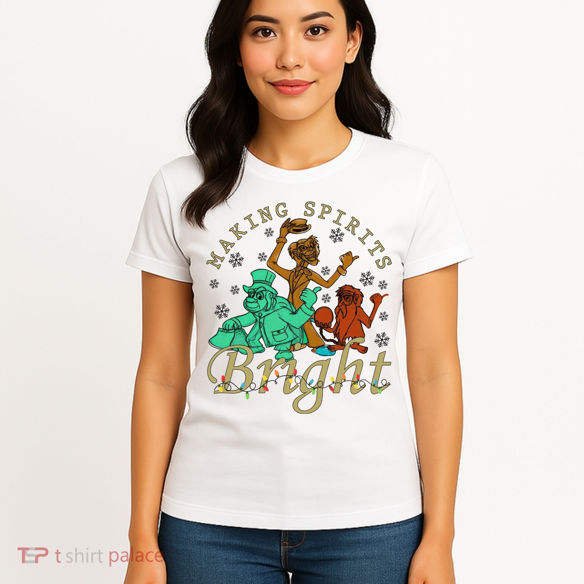 Making Spirits Bright Christmas Haunted Mansion Christmas Women's T-Shirt