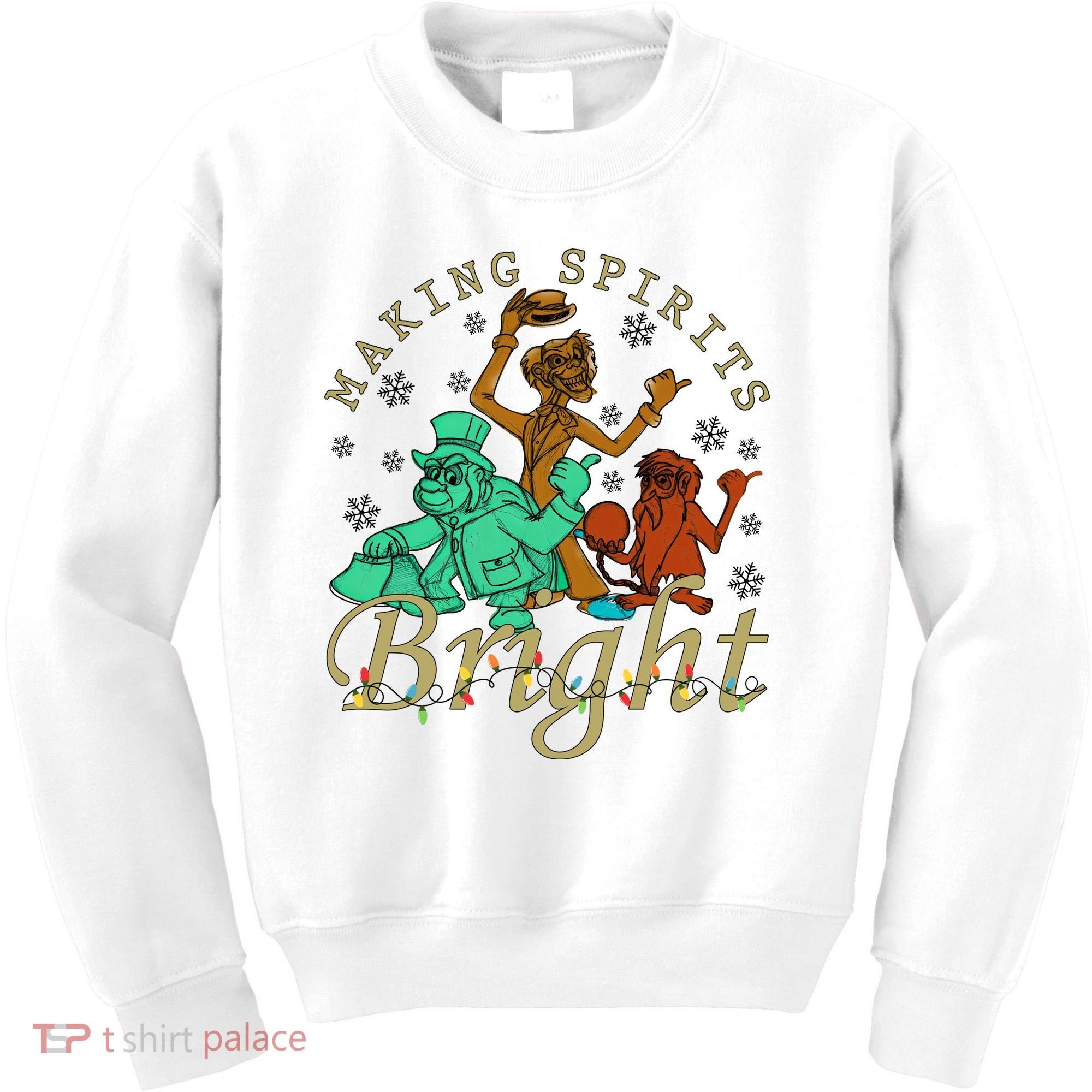 Making Spirits Bright Christmas Haunted Mansion Christmas Kids Sweatshirt