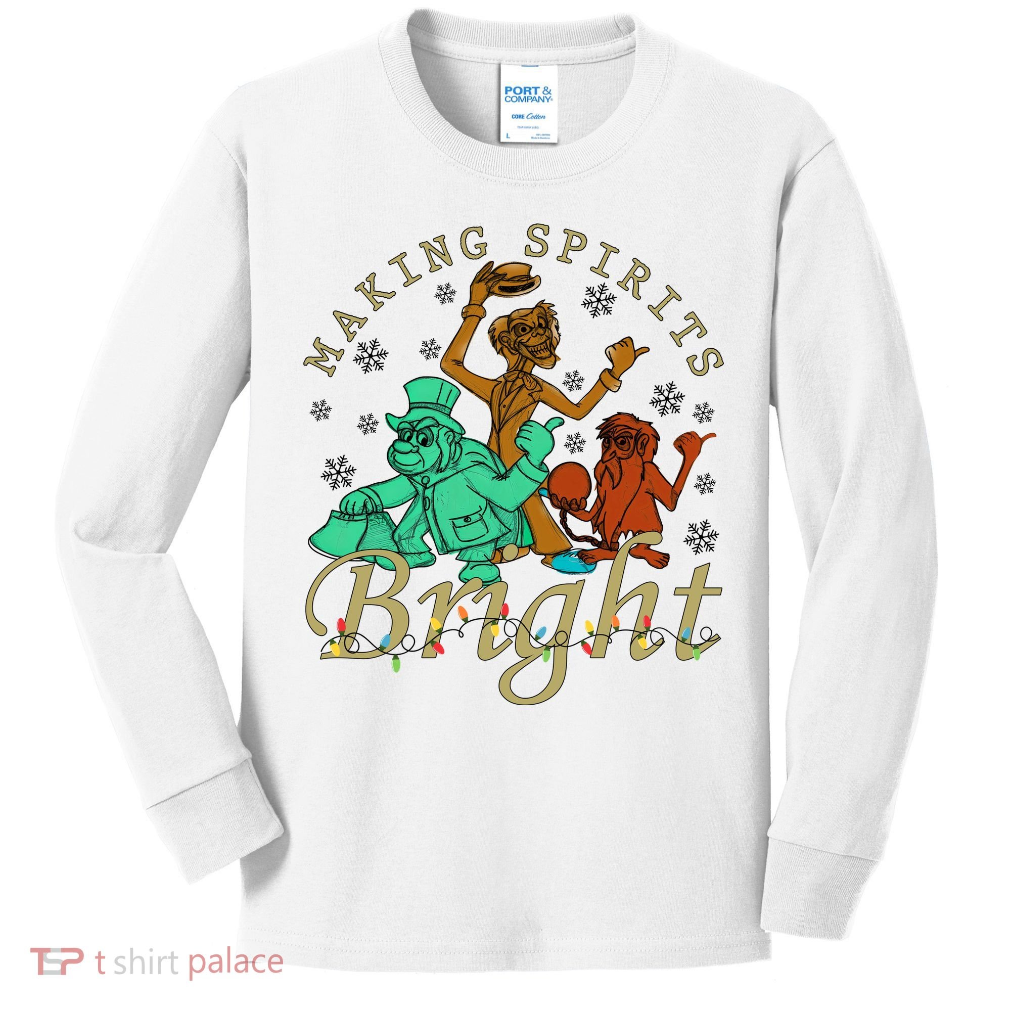 Making Spirits Bright Christmas Haunted Mansion Christmas Kids Long Sleeve Shirt
