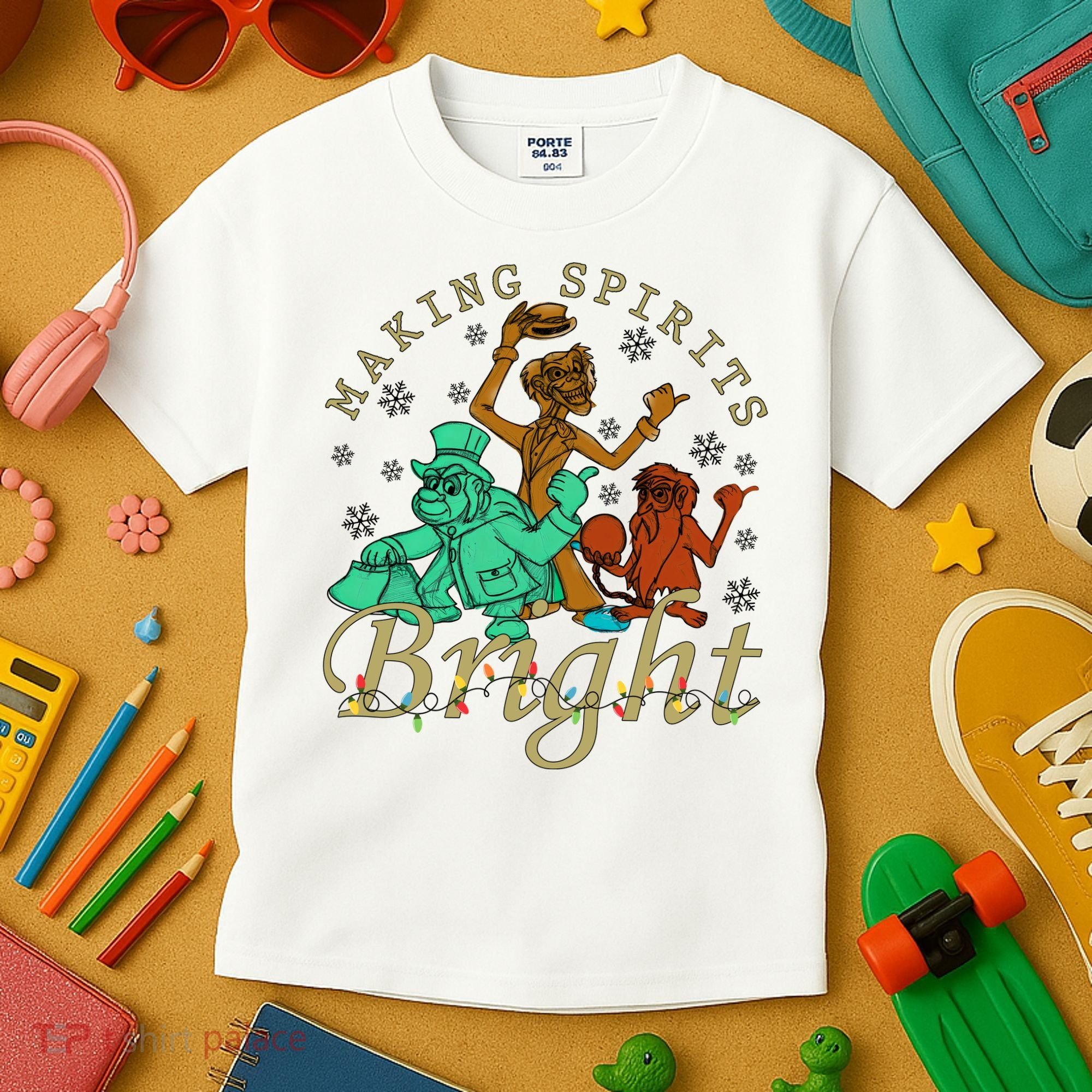 Making Spirits Bright Christmas Haunted Mansion Christmas Kids T-Shirt