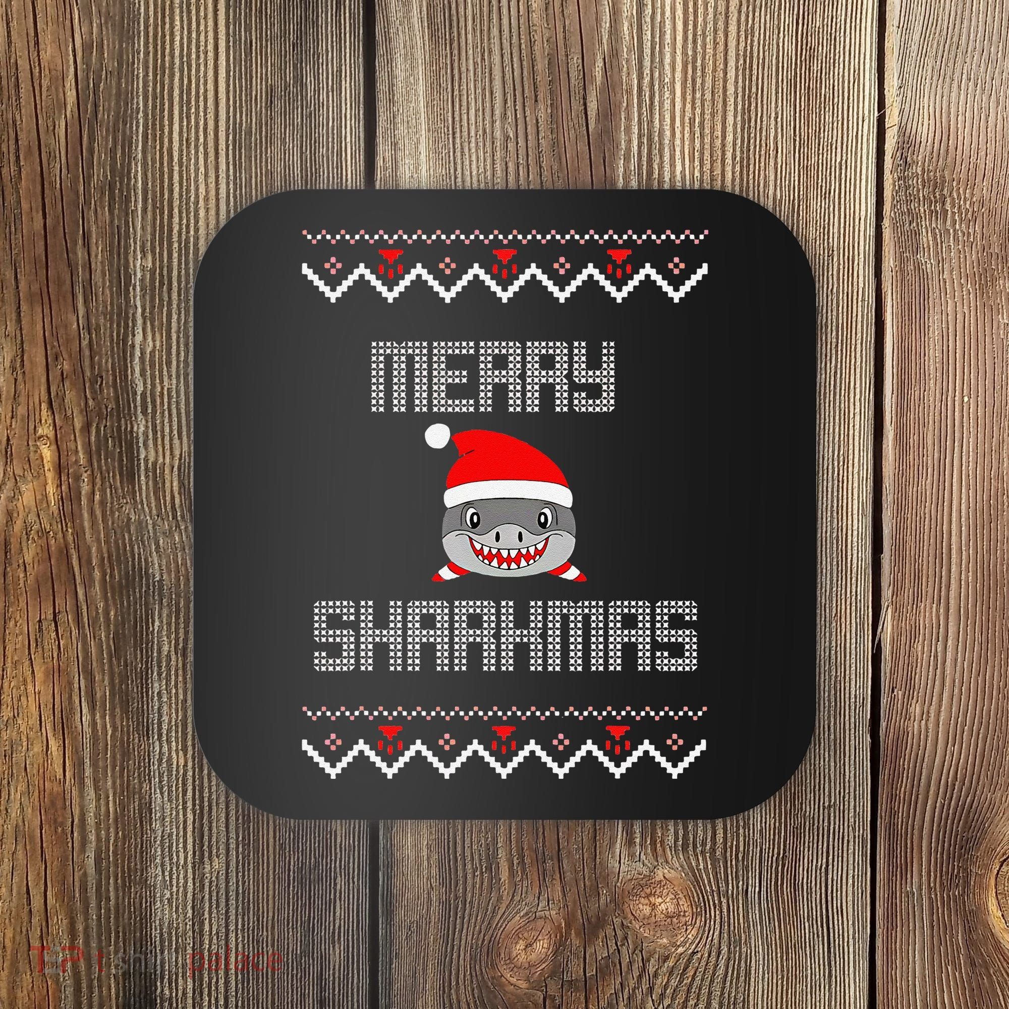 Merry Sharkmas Christmas Funny Shark Ugly Xmas Coaster