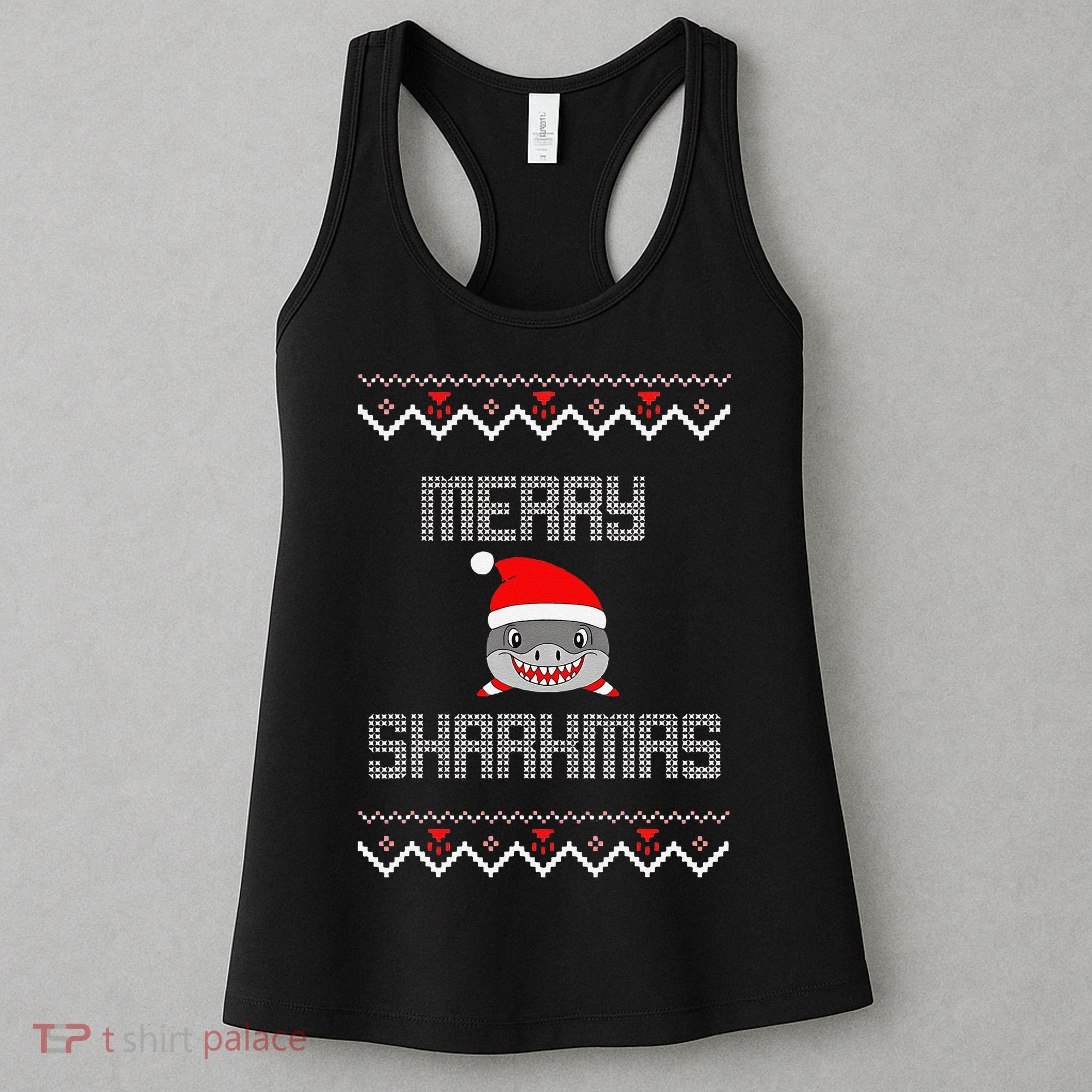 Merry Sharkmas Christmas Funny Shark Ugly Xmas Women's Tank Top