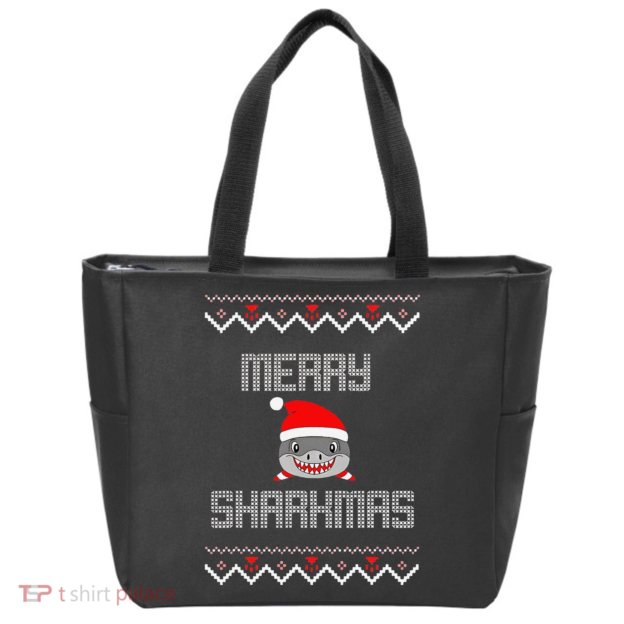 Merry Sharkmas Christmas Funny Shark Ugly Xmas Tote Bag