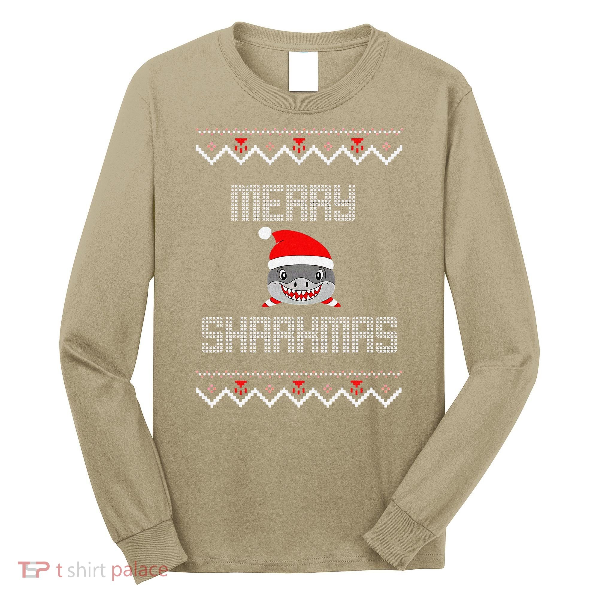 Merry Sharkmas Christmas Funny Shark Ugly Xmas Long Sleeve Shirt