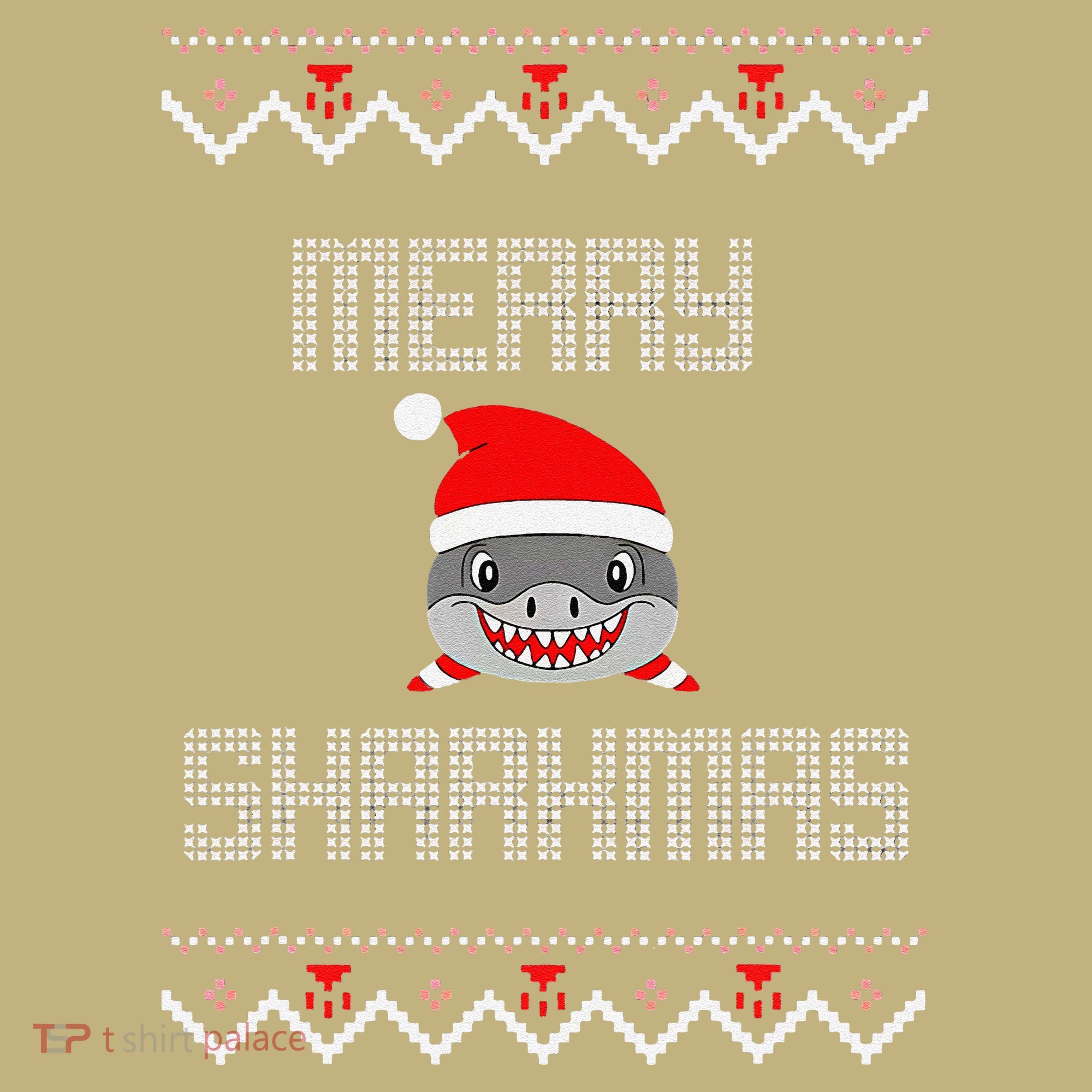 Merry Sharkmas Christmas Funny Shark Ugly Xmas T-Shirt