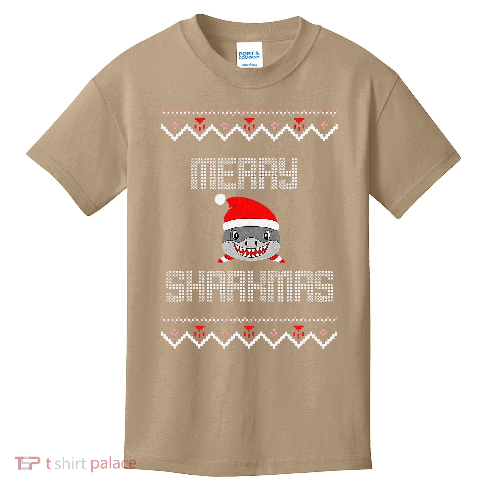 Merry Sharkmas Christmas Funny Shark Ugly Xmas Kids T-Shirt