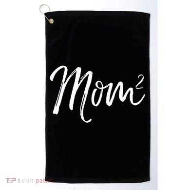 Mom Squared Cute Twin Mom Second Announcet Mom^2 Gift Golf Towel