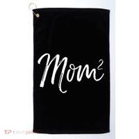Mom Squared Cute Twin Mom Second Announcet Mom^2 Gift Golf Towel thumb 0
