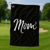 Mom Squared Cute Twin Mom Second Announcet Mom^2 Gift Golf Towel thumb 1