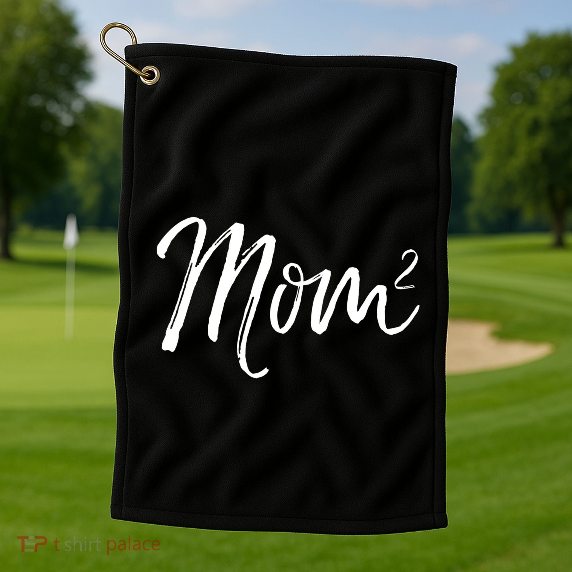 Mom Squared Cute Twin Mom Second Announcet Mom^2 Gift Golf Towel