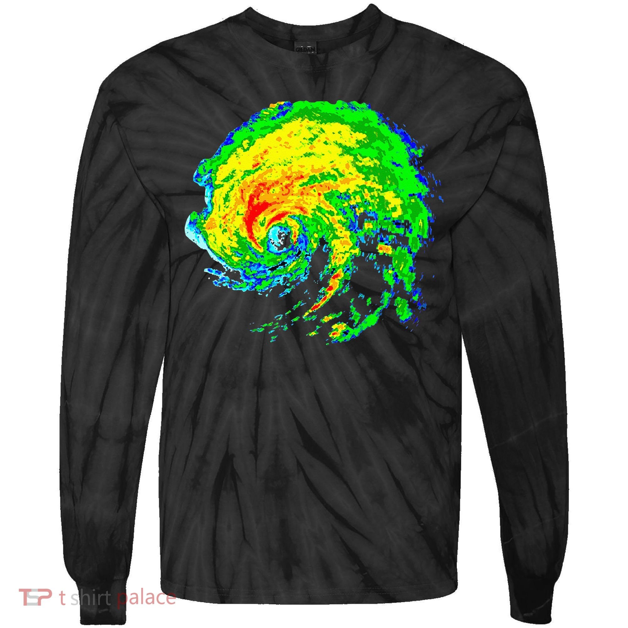 Meteorologist Storm Chasing Weather Radar Image Tie-Dye Long Sleeve Shirt