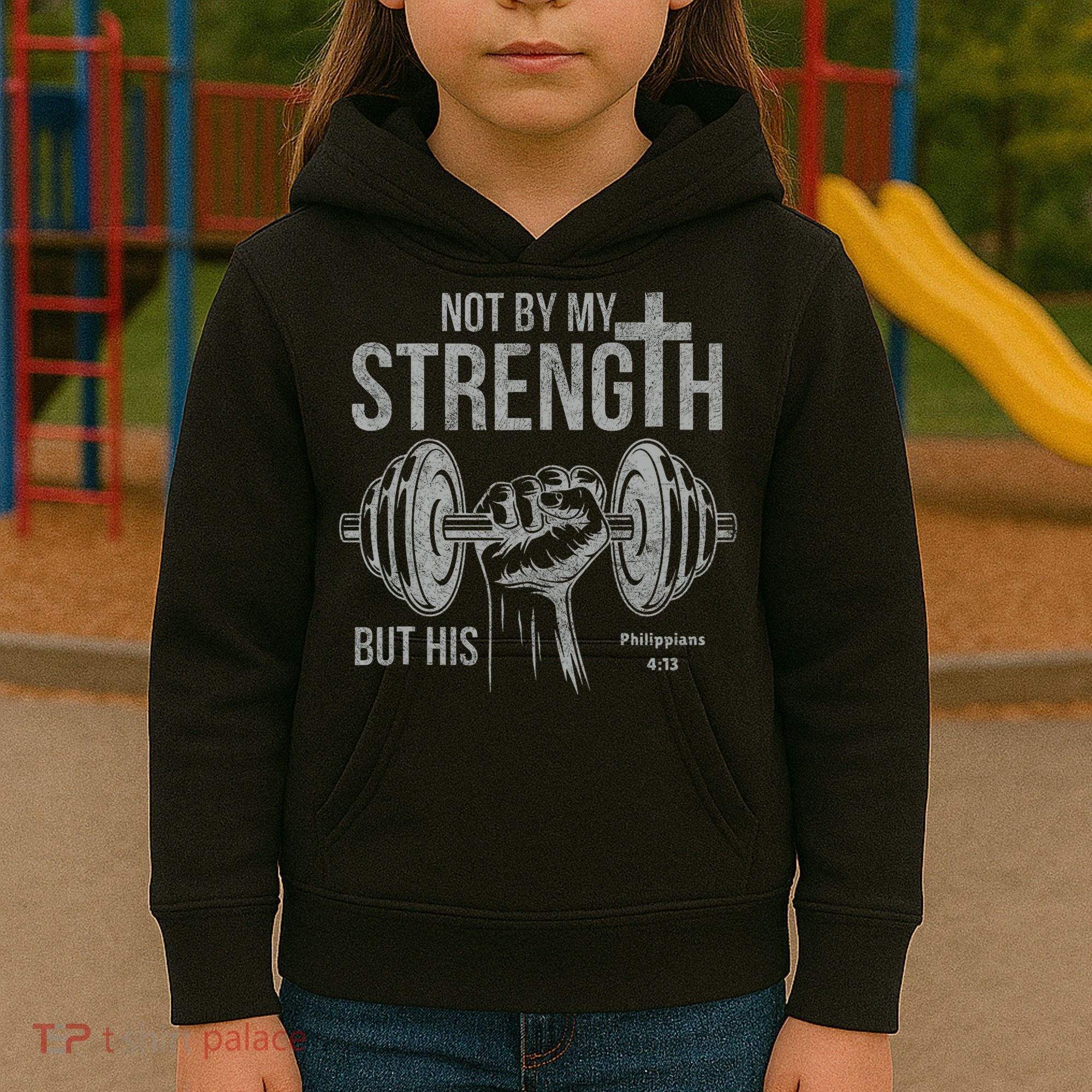 My Strength Christian Bible Gym Workout Weightlifting  Kids Hoodie