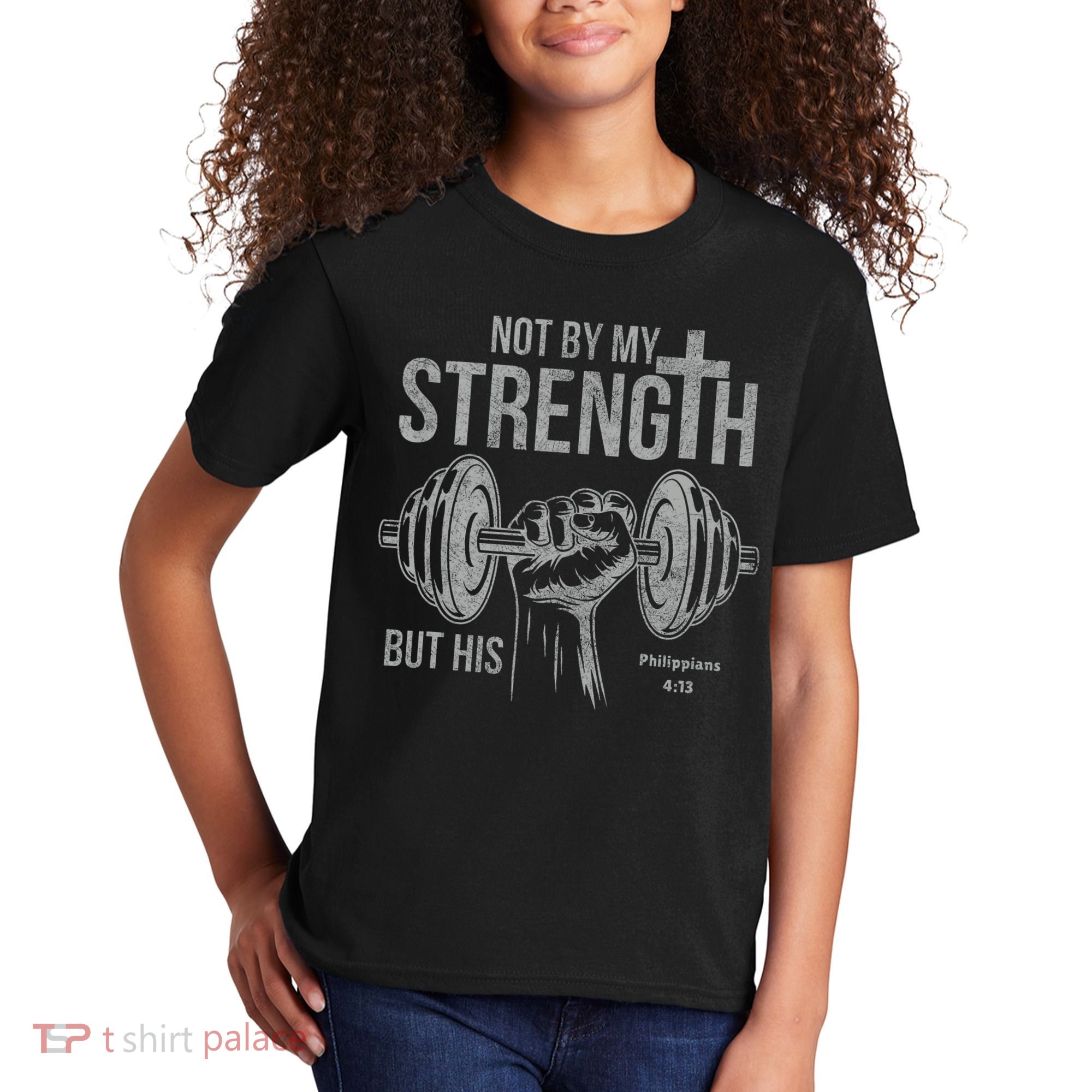 My Strength Christian Bible Gym Workout Weightlifting  Kids T-Shirt