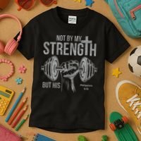 My Strength Christian Bible Gym Workout Weightlifting  Kids T-Shirt thumb 3