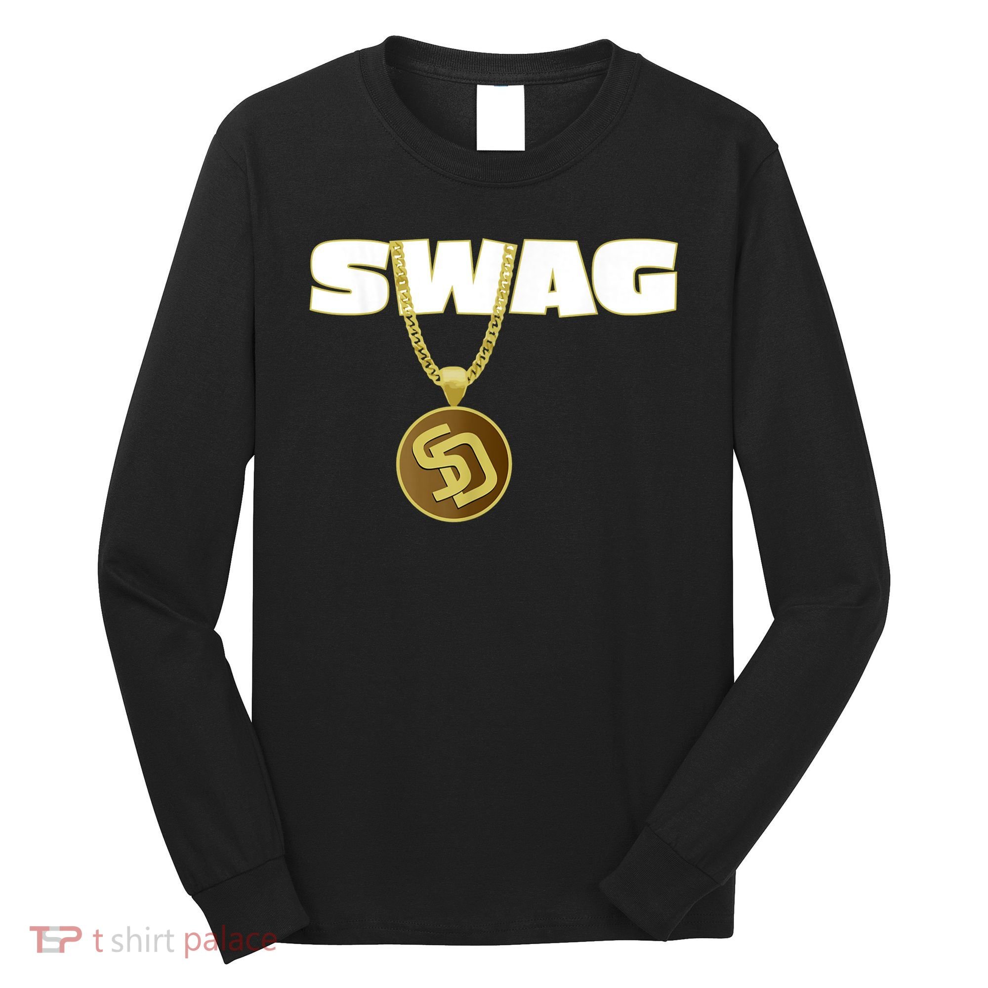 Mens Swags Chain San Diego SD Baseball Home Run Kids Boys Long Sleeve Shirt