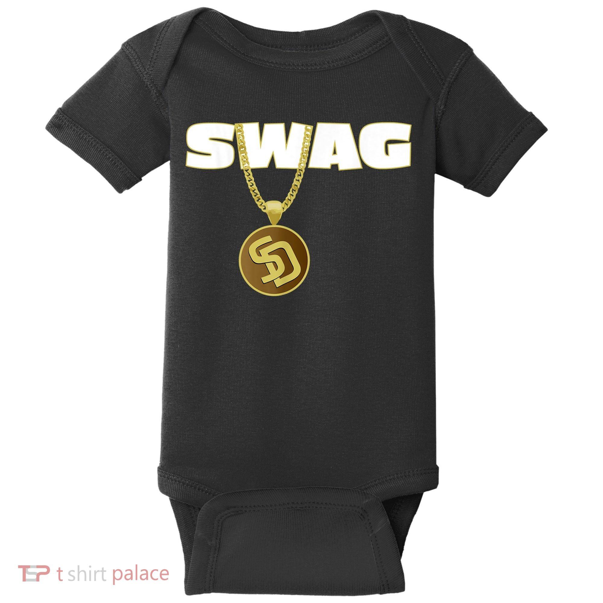 Mens Swags Chain San Diego SD Baseball Home Run Kids Boys Baby Bodysuit