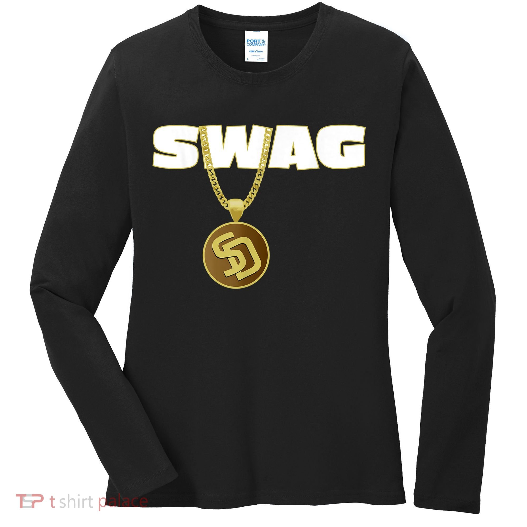Mens Swags Chain San Diego SD Baseball Home Run Kids Boys Women's Long Sleeve Shirt