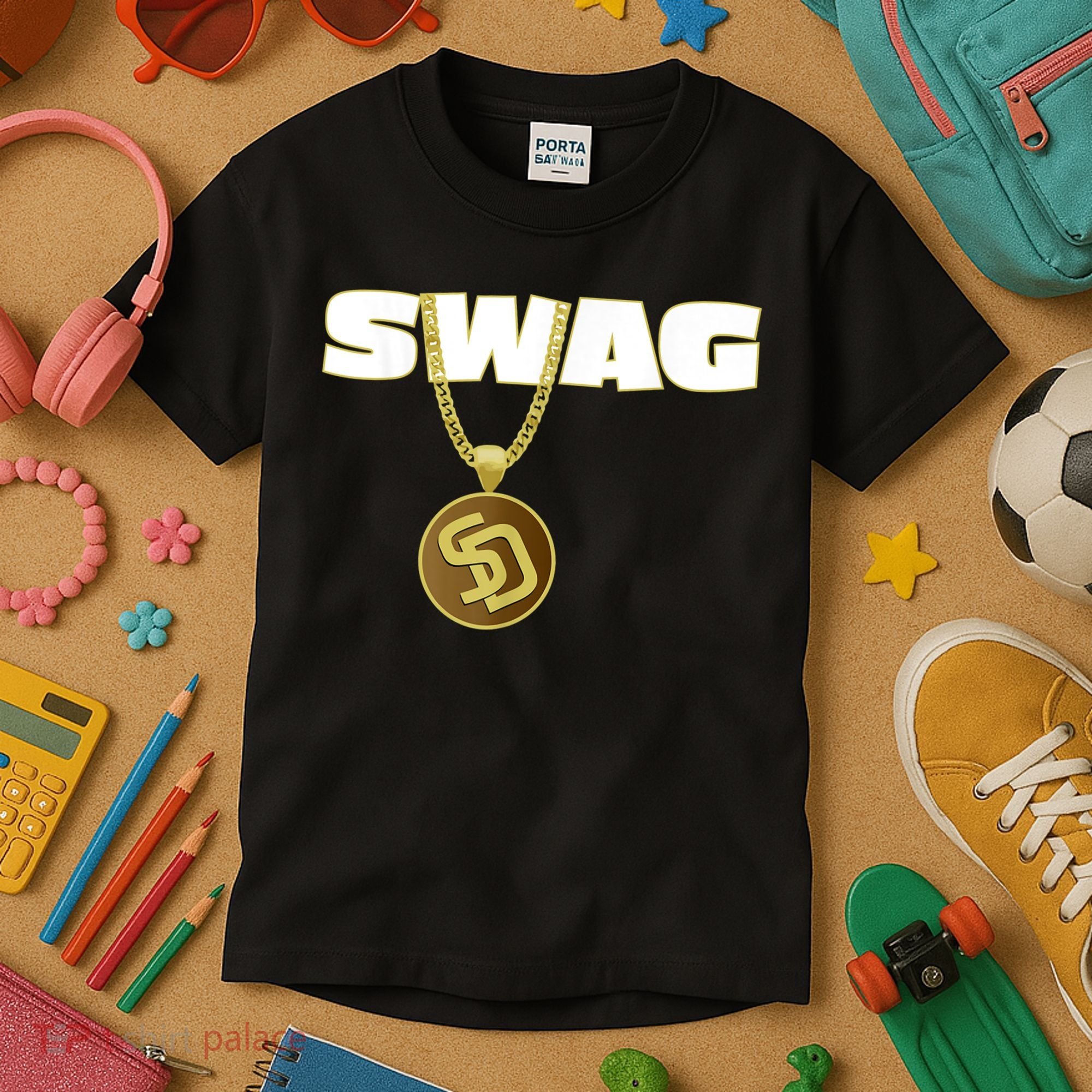 Mens Swags Chain San Diego SD Baseball Home Run Kids Boys Kids T-Shirt