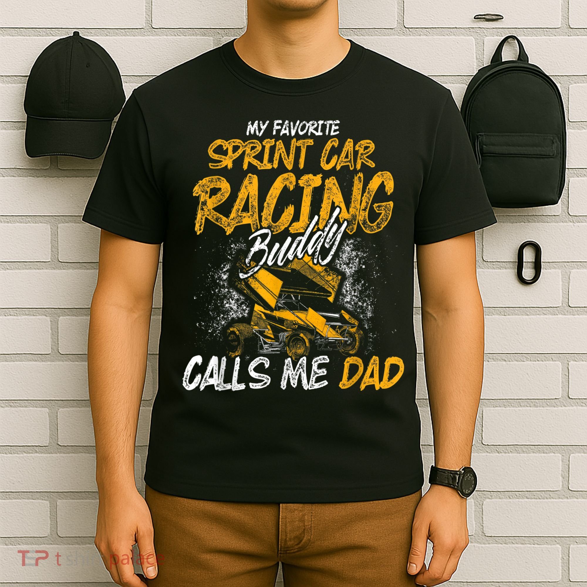Mens Sprint Car Racing Buddy Dad Race Track Racer T-Shirt