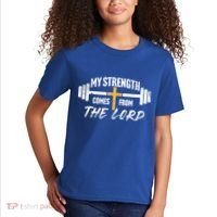 My Strength Christian Bible Verse Gym Workout Gift Kids T-Shirt thumb 2
