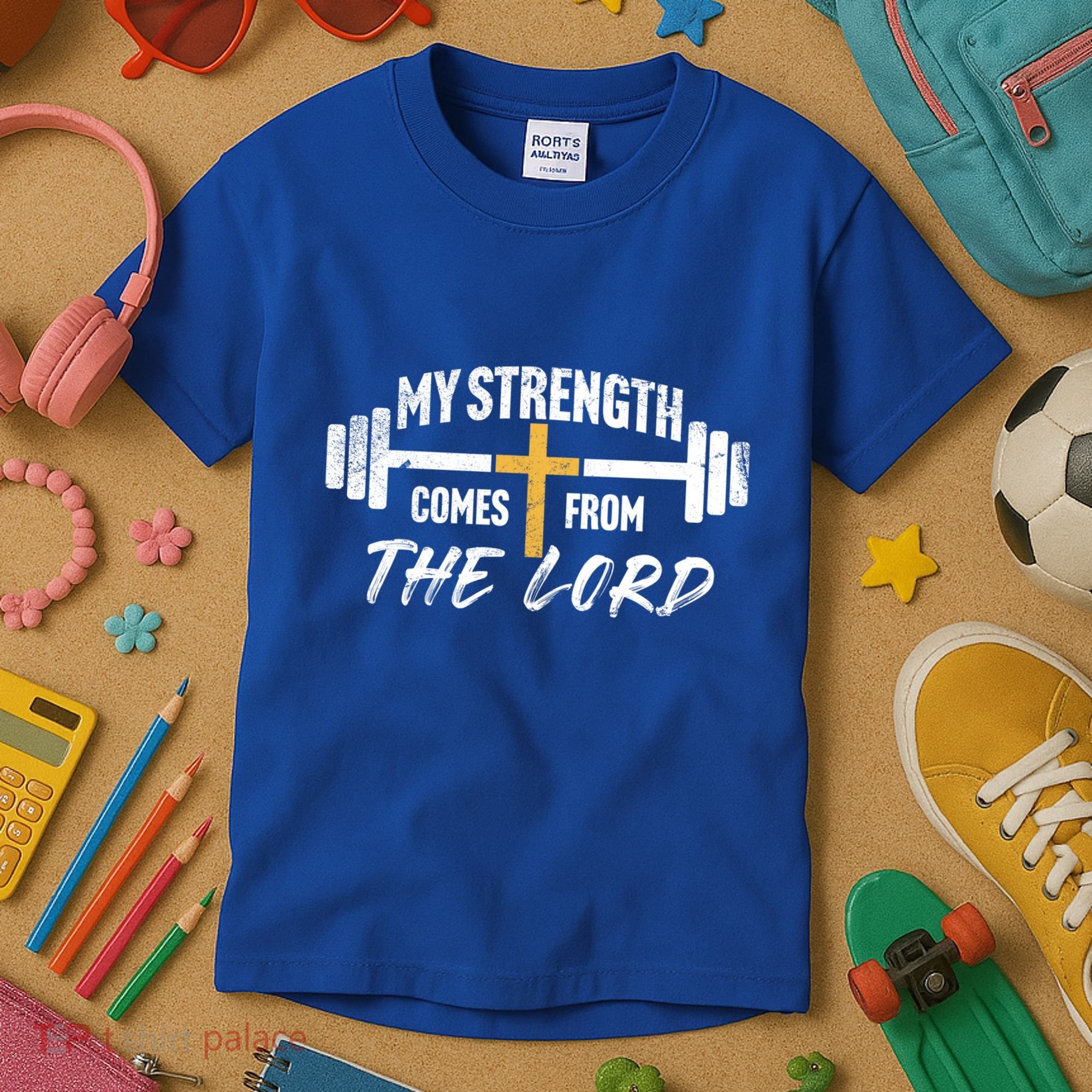 My Strength Christian Bible Verse Gym Workout Gift Kids T-Shirt