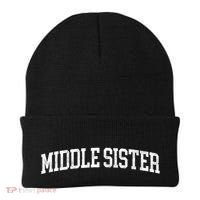 Middle Sister Classic Bold Font Middle Sister Birthday Gift Beanie thumb 0