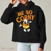 Me So Corny Candy Corn Funny Halloween Ladies Heavyweight Boxy Pullover Hoodie thumb 0